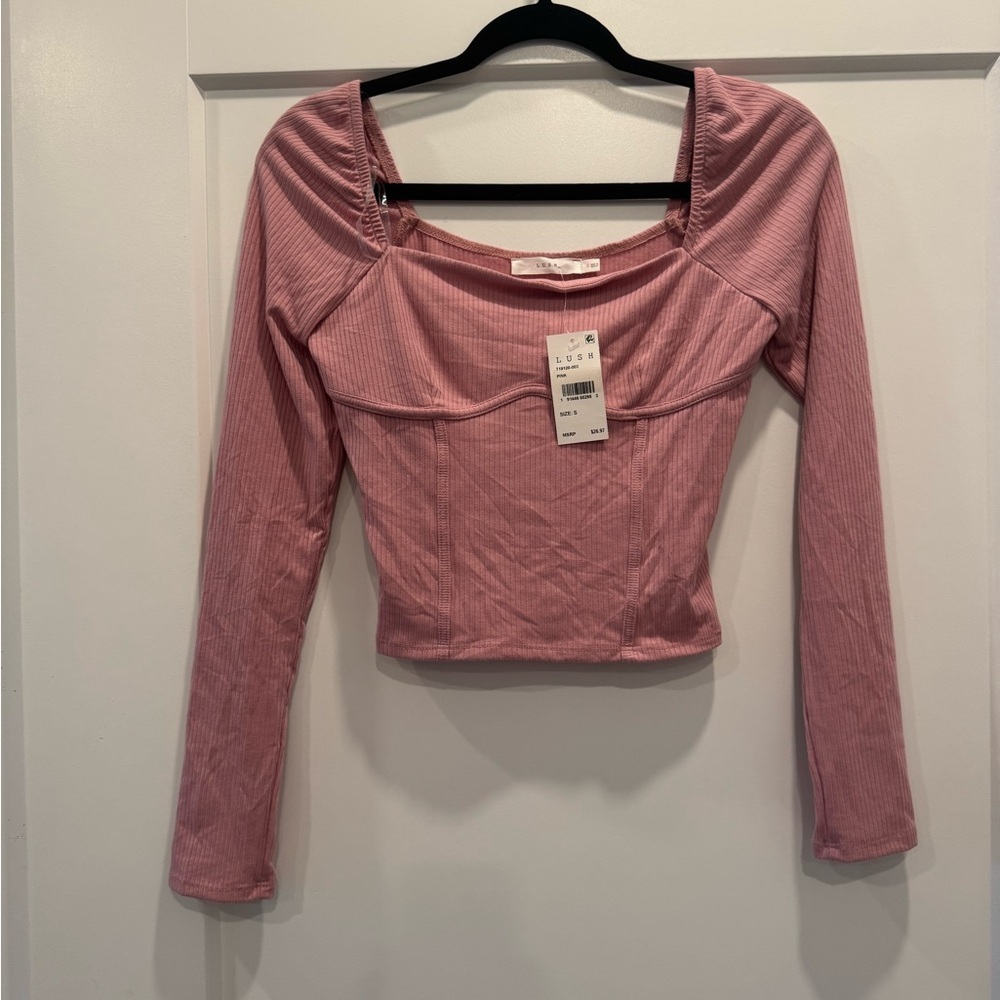 NWT lush pink longsleeve ribbed crop top